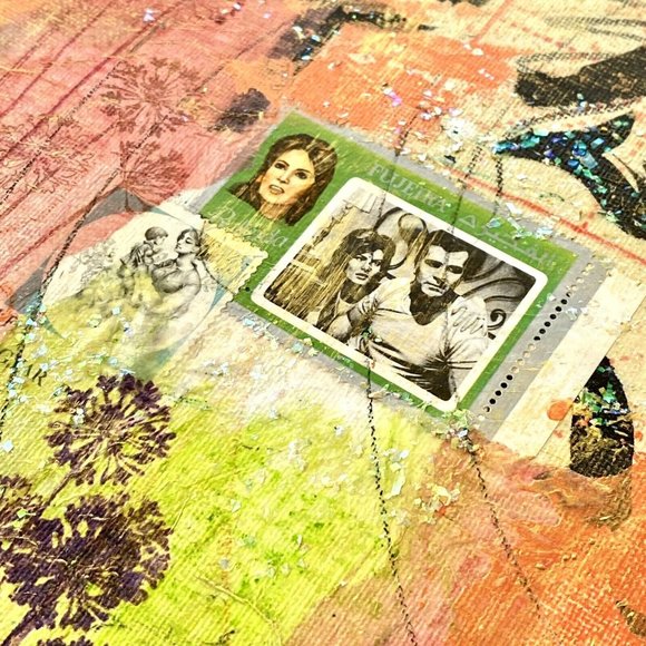 Blind Love - Original Art Mixed Media Signed Asian Fusion Painting 12”x16” - Picture 9 of 12